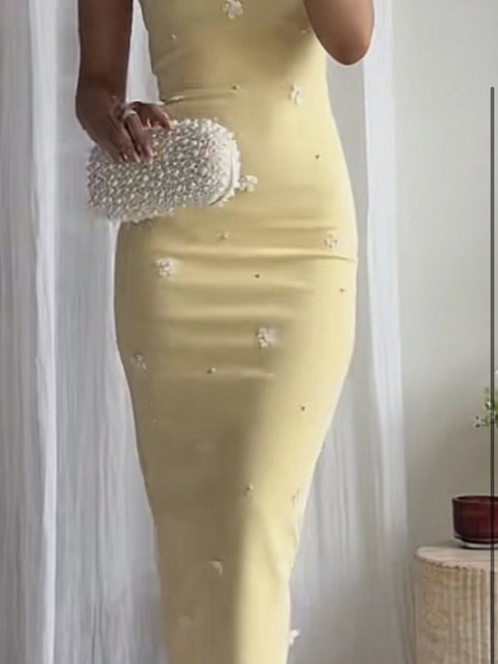 Zara Yellow Embroidered Bodycon 5584 120 300 Slip Midi Dress